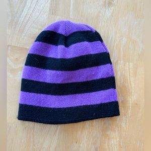 Kids black and purple striped hat
